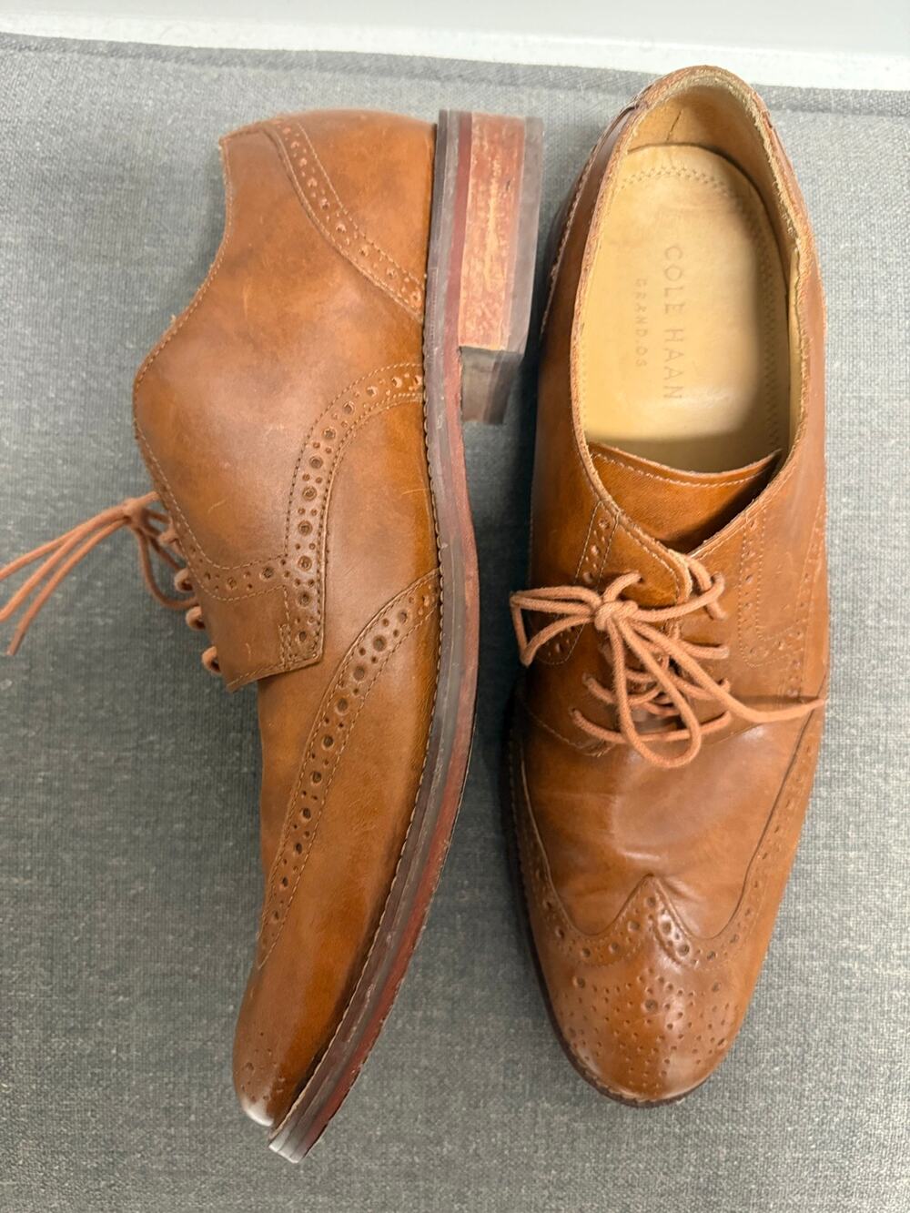 Cole Haan Grand OS Cambridge Wingtip Oxford Leather Shoes Brown Men 11 C12845
